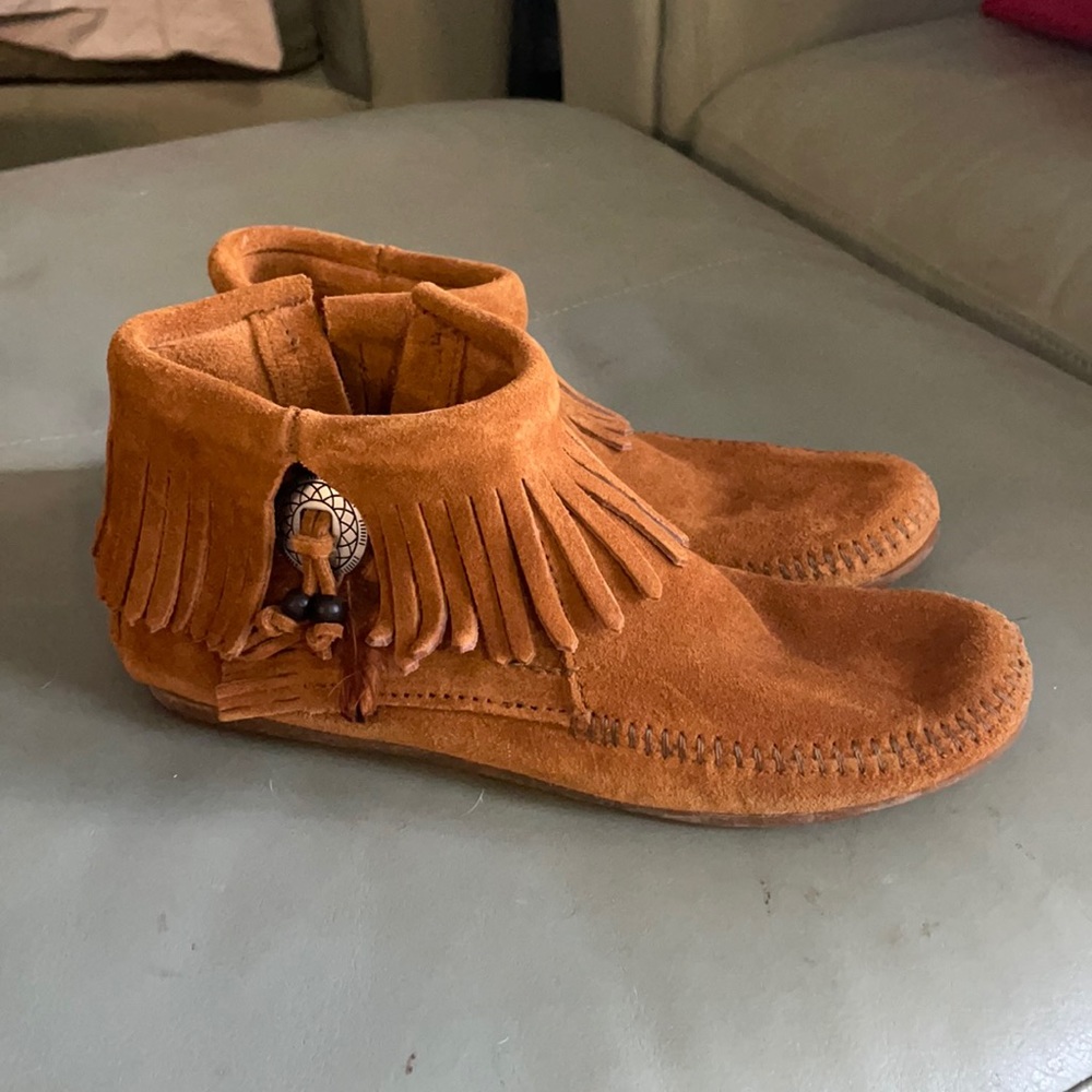 Tan Suede Minnetonka booties
